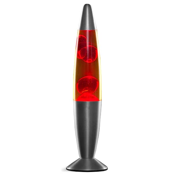 FlashPrix Lampara de Lava Roja, 34 cm de Altura, Base Gris