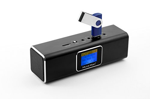 Musicman Altavoz portátil con pantalla MA Sonido estéreo Radio FM incorporada Soporte de tarjetas USB TF y MicroSD Estación de sonido móvil (negro)