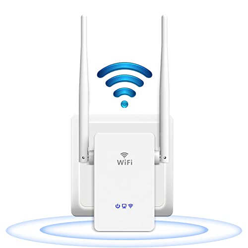 Repetidor WiFi, 2.4GHz 300Mbps Repetidor WiFi Largo Alcance Amplificador WiFi Apoyo Modo Repetidor/ Router/ Ap, Extensor de WiFi Inalámbrico WiFi Booster con 2*5dBi Antenas, Puerto LAN/WAN, WPS