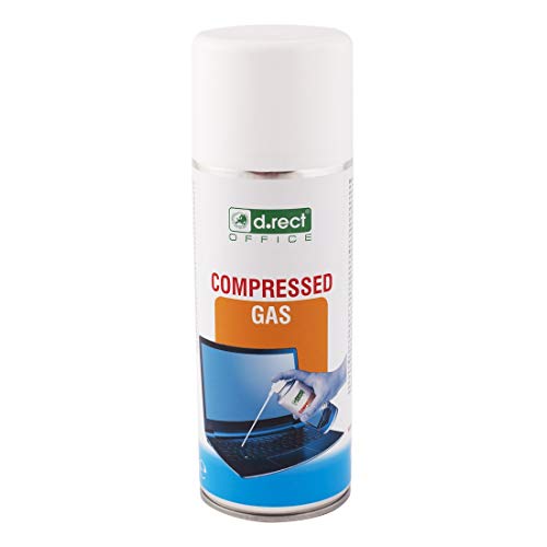 D.RECT 110502 Aire comprimido | Spray Limpiador 400 ml | Compresor de Aire | para Limpieza de Teclado, Ordenador, cámara, teléfono móvil, Transparente