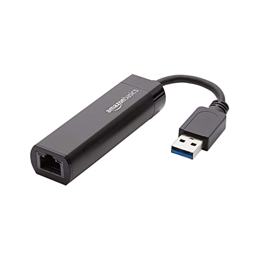 Amazon Basics - Adaptador de USB 3.0 a Internet 10/100/1000 Gigabit Ethernet Negro