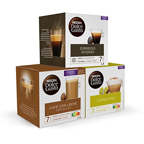 NESCAFÉ Dolce Gusto Pack de Degustación - Espresso Intenso + Café con Leche + Capuccino - Total: 48 cápsulas