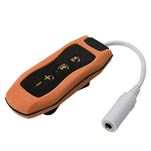 GeKLok Reproductor de música MP3 resistente al agua Radio FM Bajo el agua Reproductor de natación con auriculares submarinos USB recargable 2.0 Soporte hasta 8 GB (naranja)