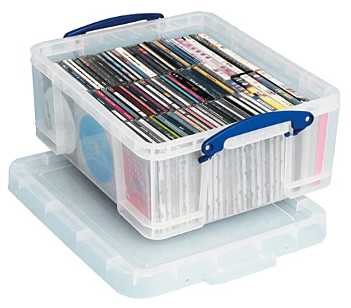 Really Useful – Caja de plástico (18 L) de almacenamiento de CD/DVD transparente
