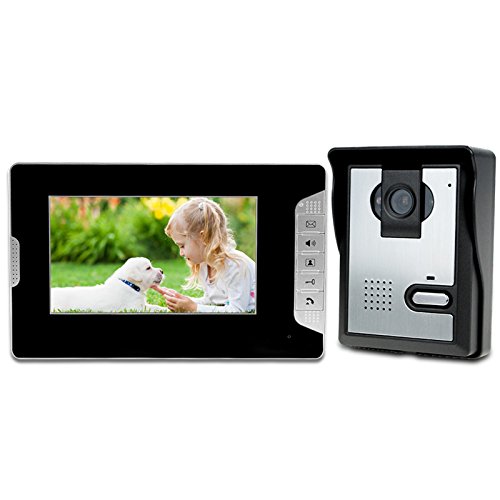 LIBO Videoportero Kit Cableado Audio 7' Impermeable Digital HD Monitor Visión Nocturna IR Cámara para Sistema de Entrada de Puerta de Casa