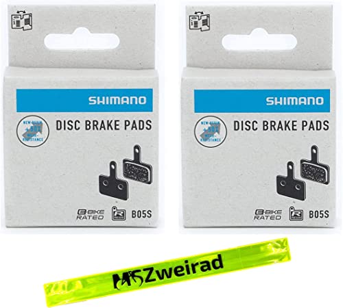 Shimano B05S-RX - 2 pares de pastillas de freno de resina, en blíster, incluye cinta reflectante MSZweirad, modelo sucesor de B01S y B03S