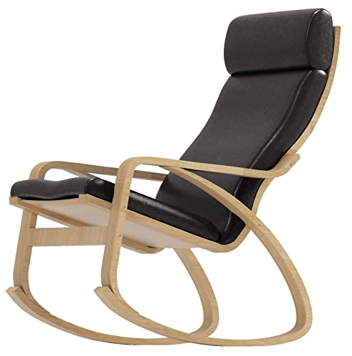 Funda de Repuesto para Silla de Piel sintética Hecha para sillón Compatible para IKEA Poang Chair. Solo Funda para sillón. La Silla no está incluida. (Una Cabeza de Piel sintética Negra)