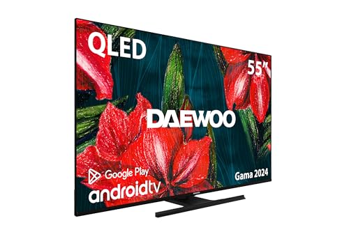 Daewoo D55DH55UQMS - QLED Android TV 55 Pulgadas 4K HDR, Dolby Vision & Dolby Atmos, Chromecast Built In, Mando Bluetooth con Google Assistant Integrado