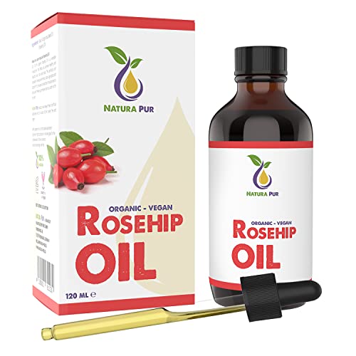 Aceite de Rosa Mosqueta ORGÁNICO 120ml, 100% puro, prensado en frío, vegano - Rosehip Oil BIO prensado en frío - natural hidratante para cuerpo, uñas