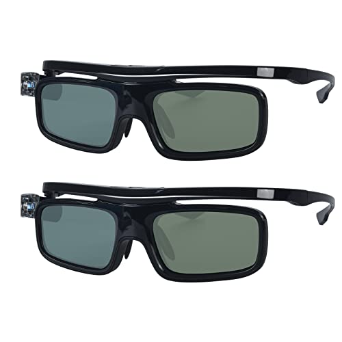 3D Gafas, Recargables Obturador Activo 3D Gafas Universales para Todos los 3D DLP-Link Proyectores Acer BenQ Optoma Viewsonic Philips LG Infocus NEC Jmgo Vivitek Cocar Toumei - Paquete de 2