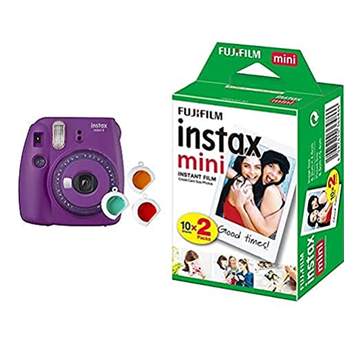 Fujifilm Instax Mini 9 - Cámara instantanea, Morado + Pack de 20 películas
