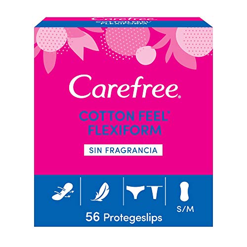 Carefree Algodón Normales - Protegeslips Transpirable sin perfume, flexible y ultrafino, 56 unidades