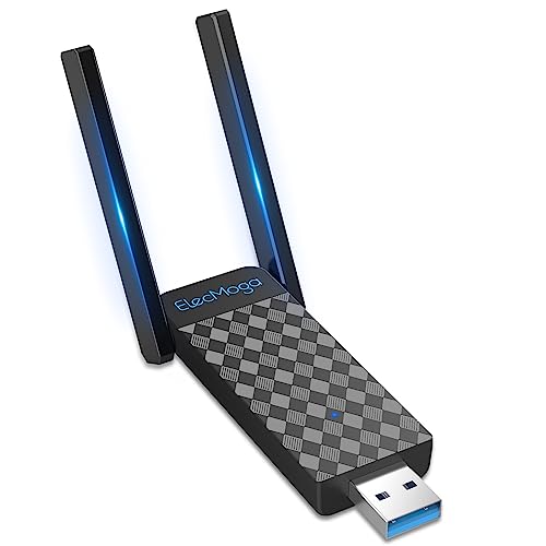 ElecMoga Antena WiFi AC 1300Mbps USB 3.0 Dual Band 5GHz/2.4GHz - Adaptador para PC/Desktop/Laptop/Tablet USB WiFi con 2 Antenas de 5dBi - Soporta Windows 11/10/8/7/Vista/XP Mac OS X