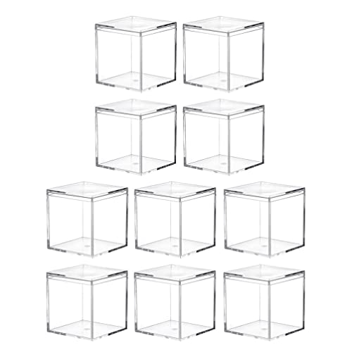 FOMIYES Cubo Cuadrado de Plástico Acrílico Transparente 10 Piezas Pequeños Recipientes de Cubos Cuadrados de Plástico con Caja de Almacenamiento de Tapa Cajas de Caramelo Cajas de