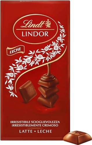 Lindt Chocolate LINDOR SINGLES tableta Chocolatemcremoso y suave, con interior relleno de chocolate con leche, 100gr