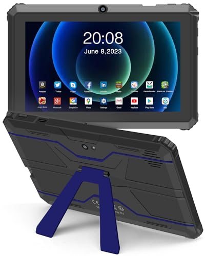 Haehne Tablet Android, Tablet 7 Pulgadas, con Soporte, Compatible con Tarjeta TF de 256 GB, Azul