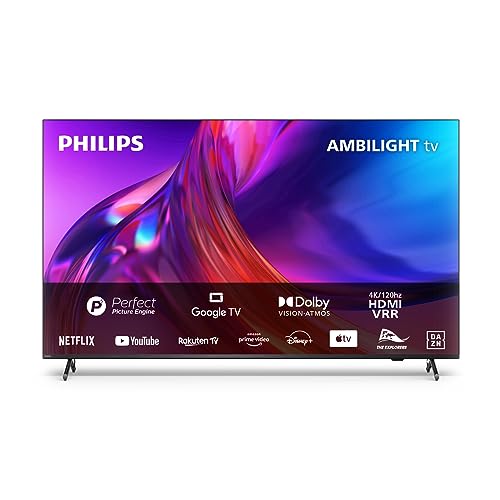 Philips 4K LED Ambilight TV|PUS8818|75 Pulgadas|UHD 4K TV|60Hz|P5 Picture Engine|HDR10+|Google Smart TV|Dolby Atmos|Altavoces 20 W|Soporte|Prime|Netflix|Youtube|Asistente de Google|Alexa|