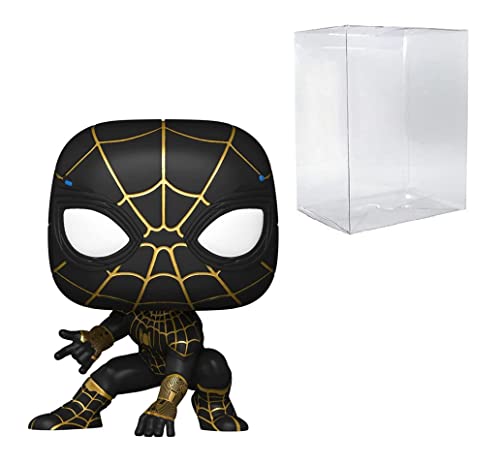 Pop! Marvel: Spider-Man: No Way Home - Spider-Man en traje negro y dorado (con estuche protector de caja Pop Compatible)