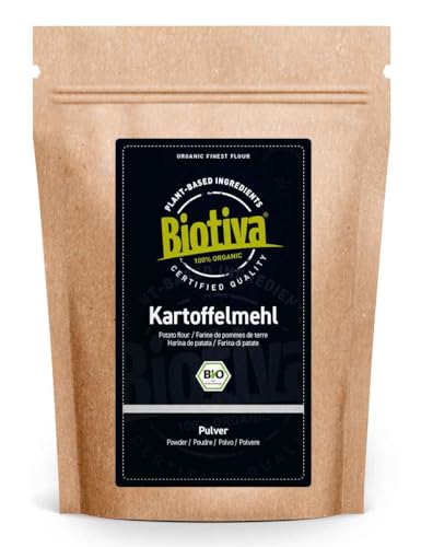Biotiva Harina de patata orgánica 1kg - Fécula de patata - para espesar líquidos y hornear - sin gluten - vegano - certificado y controlado en Alemania