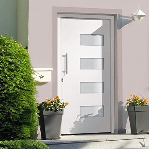 Puerta de entrada Aluminio y PVC Blanco 100x210 cm-Hardware Materiales de construcción Puertas Puertas de hogar