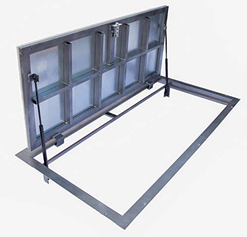 Trampilla de suelo Aluminio 600 mm x 1200 mm(P) – Bisagras laterales, para azulejos, Tapa de Registro Panel de acceso Puerta de Inspección Tapa de Escotilla