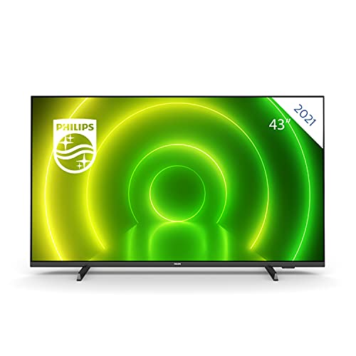 Philips 43PUS7406 Smart TV UHD LED Android de 43 Pulgadas, Imagen HDR Vibrante, Sonido Dolby Vision y Atmos cinematográfico, Compatible con Google Assistance y Alexa, Bisel Negro Mate