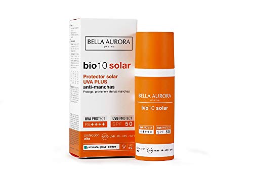 Bella Aurora Crema Facial Solar Anti-Manchas SPF 50 Piel Mixta-Grasa, 50 ml | Protector Solar Antimanchas | Reparadora e Hidratante | BIO 10 UVA PLUS
