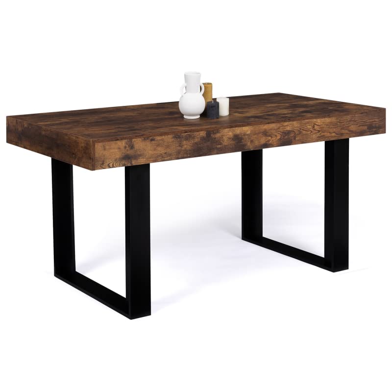 IDMarket - Mesa de comedor Phoenix para 6 personas, madera, efecto envejecido y negro, 160 cm