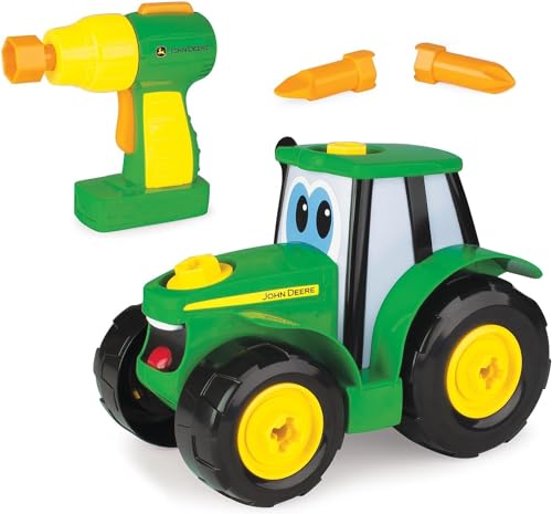 Bizak John Deere de Bizak, Construye el Tractor Johnny, Tractor de Juguete, Desmontable para Niños, Incluye Taladro Eléctrico con 2 Brocas