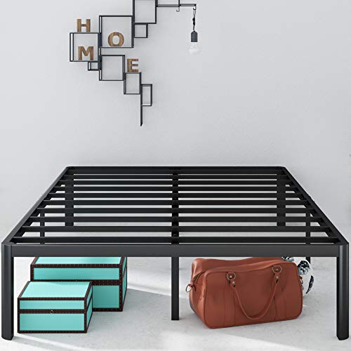 Zinus Van 41 cm Estructura de cama de metal, somier de listones de acero, montaje fácil, espacio de almacenamiento bajo la cama, 135 x 190 cm, negro