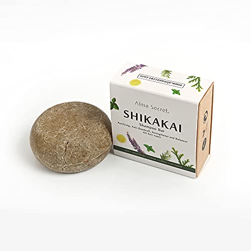 Alma Secret Champú Sólido Shikakai anticaída, anticaspa y control grasa. Para todo tipo de cabellos. Cosmética Natural - 85 gr.
