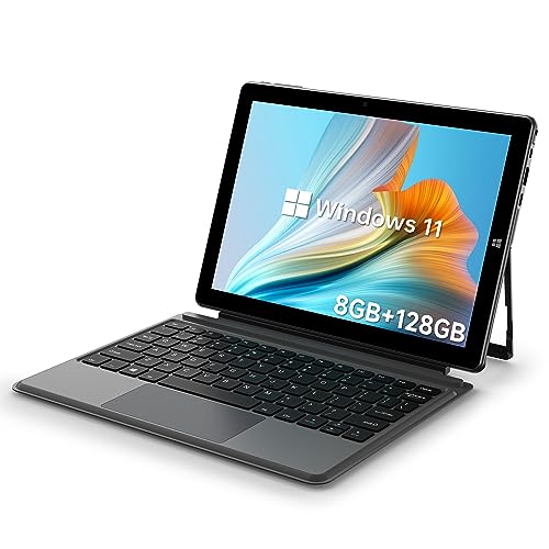 ALLDOCUBE 2 en 1 PC Tablet Laptop con Teclado, Notebook Windows 11, Tablet Intel Celeron N4120, 8GB RAM 128GB SSD, FHD IPS Display1920x1280, 2.4G+5G WiFi, BT4.2, Type C, QWERTY US Teclado