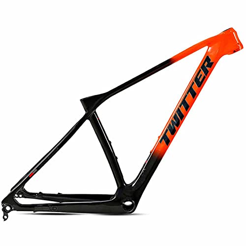 LJHBC Marco de Bicicleta Cuadro de Bicicleta de montaña de Fibra de Carbono 27,5 / 29ER Versión de Barril con Cerradura y Funda de Goma Mejora de Nivel XC por Deportes a(Size:29x19in,Color:Naranja)