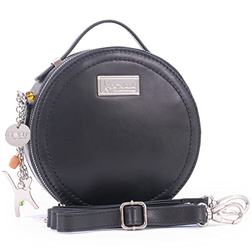 Catwalk Collection Handbags - Piel - Bolso Redondo/Crossbody/Bolso de la tarde de la moda/Bolso redondo de la manija/Embrague - con cremallera - Cuero - TIFFANY - Negro CS
