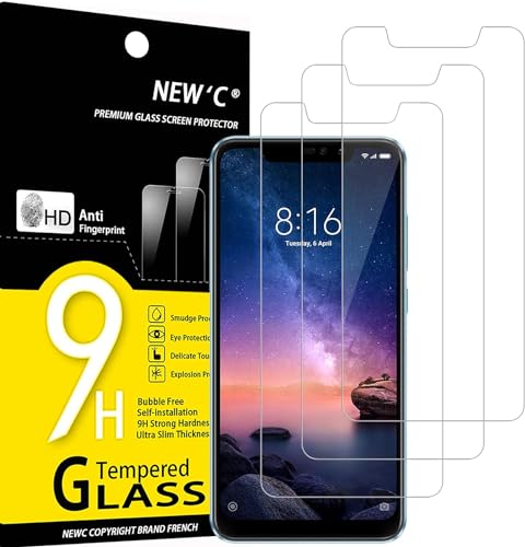 NEW'C 3 Piezas, Protector Pantalla para Xiaomi Redmi Note 6 Pro, Cristal templado Antiarañazos, Antihuellas, Sin Burbujas, Dureza 9H, 0.33 mm Ultra Transparente, Ultra Resistente