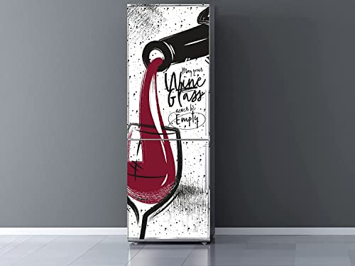 Oedim Vinilo Frigorífico Copa con Vino, Vinilo Premium, 185x70cm, Adhesivo de Fácil Aplicación, decoración para cocinas, Pegatina Nevera