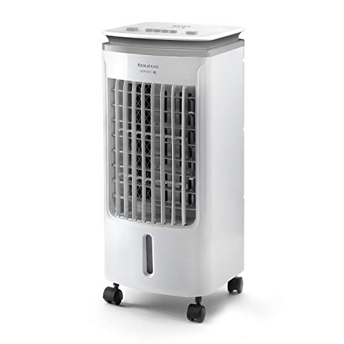 Taurus R501 - Climatizador evaporativo portátil y compacto, ventilador refrescante, enfría, ventila, humidifica, 3 velocidades, 5L, Filtro anti-polvo, Incluye 2 contenedores de hielo