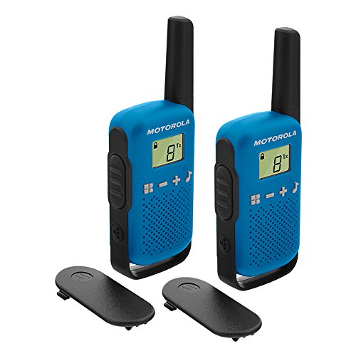 Motorola T42 Blue Talk About - Dispositivos de Radio (2 Unidades, PMR446, 16 Canales, Alcance 4 km) con Sticky Pad Azul