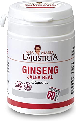 Ana Maria Lajusticia - Ginseng con jalea real – 60 cápsulas. Reduce el cansancio y la fatiga, refuerza el sistema inmunitario. Envase para 60 días de tratamiento.