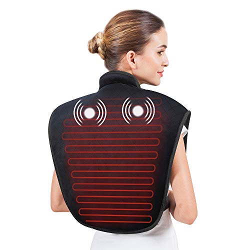 Snailax Cojín Calefactor para Cuello y Hombros - Masajeador de Espalda Calefactado de Vibración para aliviar el dolor de espalda y los hombros