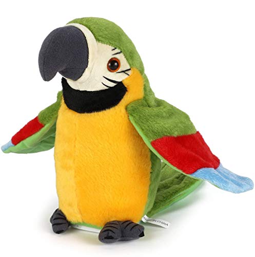 Talking Parrot Repite lo que dices Electronic Mimicry Pet Plush Toy, Divertido juguete de pronunciación Hablando Loro suave, buen ayudante en aprender a hablar para niños regalos divertidos (verde)