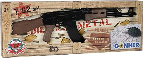 Gonher 137/6 - Ametralladora AK 47, en metal con imitación de madera fabricada en plástico, Multicolor