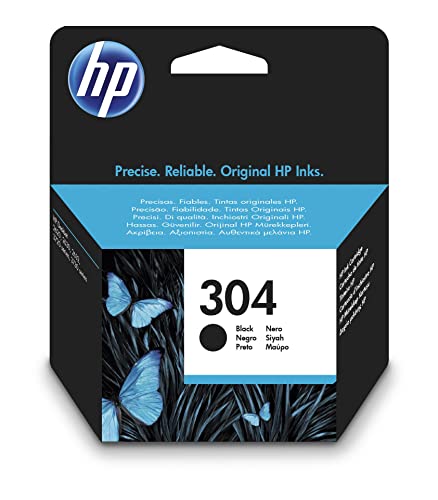 HP 304 N9K06AE, Negro, Cartucho de Tinta Original, Compatible con impresoras de inyección de tinta HP DeskJet 2620, 2630, 3720, 3730, 3750, 3760; HP Envy 5010, 5020, 5030, Tamaño Estándar