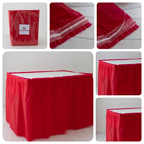 ORKIDEA - Faldón de mesa con tul, fabricado en Italia. Medidas: 74 x 420 cm (rojo)