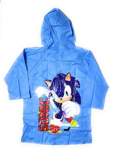 Requeteguay Urban RU Impermeable Sonic para Niños | Chubasquero Sonic Tipo Chaqueta con Capucha y botones | Raincoat Sonic (6 | 7 años, Azul)