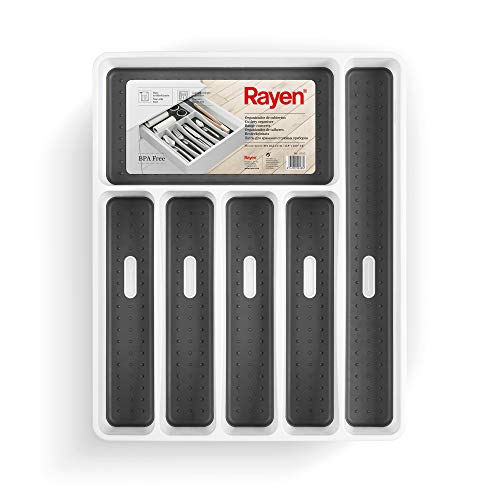 Rayen Organizador de Cubiertos, Blanco, Medida: 40 x 32,5 x 5 cm (6183)