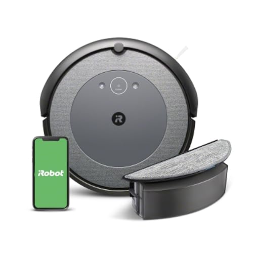 iRobot Roomba Combo i5 Robot Aspirador y friegasuelos 2en1 con depósito Mixto - Cepillos Goma y sensores de Suciedad - Ideal Mascotas -Limpia por habitación -Recarga y reanuda -Control por Voz y App