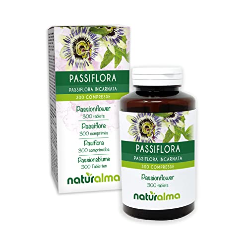 Pasiflora (Passiflora incarnata) hierba con flores NATURALMA | 150 g | 300 comprimidos de 500 mg | Complemento alimenticio | Natural y Vegano