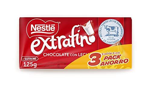 Nestlé Extrafino Tableta de Chocolate con Leche, 3 x 125g