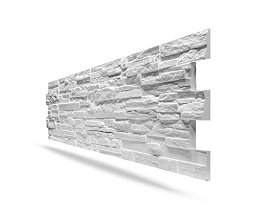 Panel imitación Piedra reconstruida en 3D - Fabricado en poliestireno - Color blanco - Medidas 150 x 50 cm